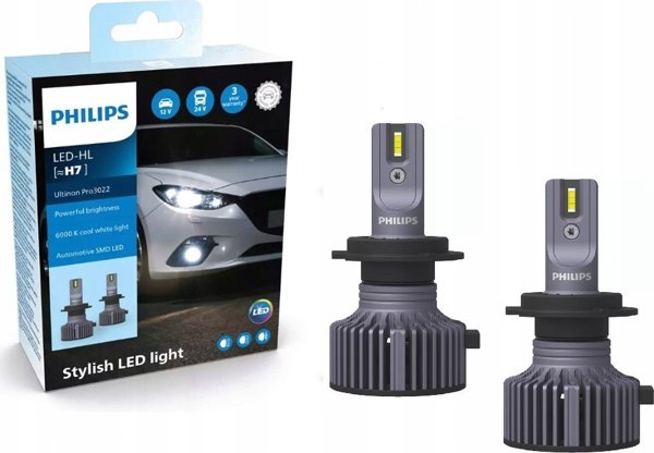 Philips Ultinon Pro3022 LED Λάμπες Αυτοκινήτου H7, 6000K, 12V/24V, 2 Τεμάχια