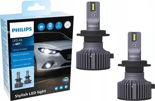 Philips Ultinon Pro3022 LED Λάμπες Αυτοκινήτου H7, 6000K, 12V/24V, 2 Τεμάχια