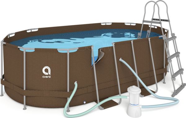Avenli Πισίνα με Σκελετό 427x275x100cm, Σετ 16 σε 1 με Σκάλα, Ανθεκτικό PVC