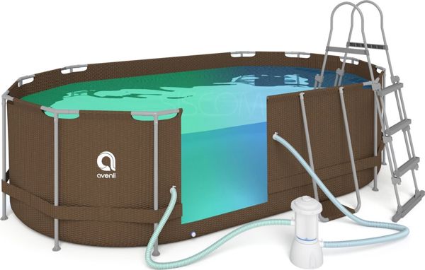 Avenli Πισίνα με Σκελετό 427x275x100cm, Σετ 16 σε 1 με Σκάλα, Ανθεκτικό PVC