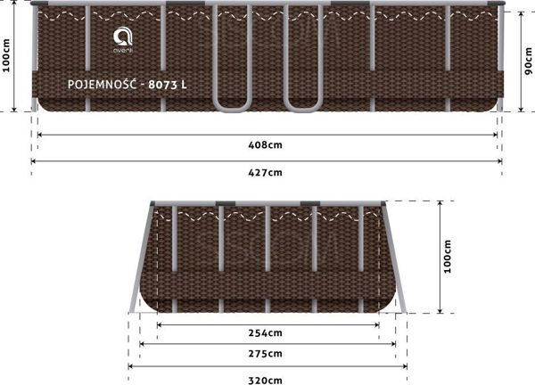Avenli Πισίνα με Σκελετό 427x275x100cm, Σετ 16 σε 1 με Σκάλα, Ανθεκτικό PVC