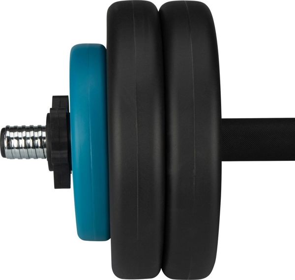 Avento Αλτήρας Ρυθμιζόμενος 15 kg 42DF-BLK, Σετ με Μπιτουμένιες Πλάκες για Προπόνηση