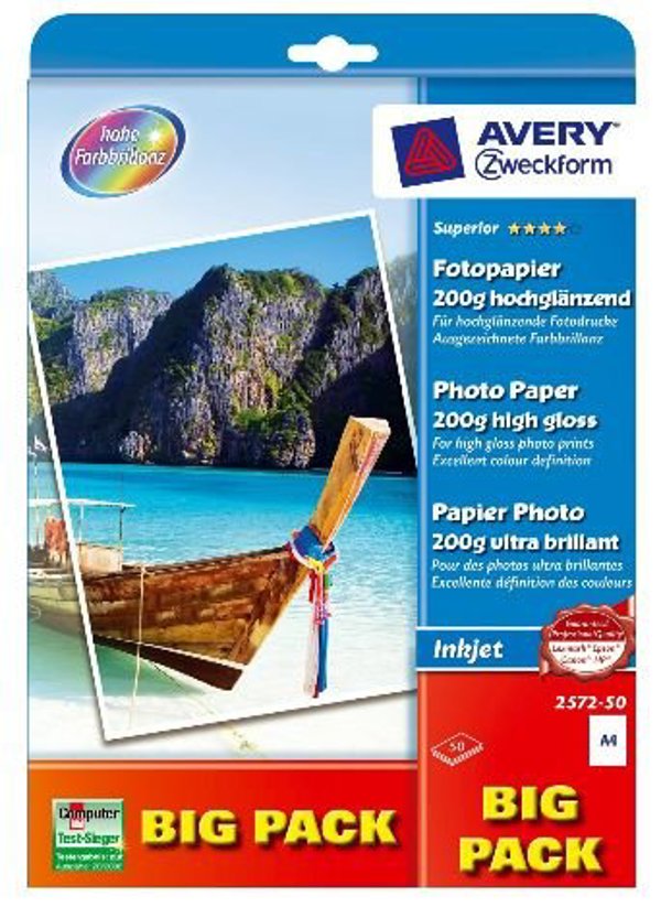 Avery Zweckform Φωτογραφικό Χαρτί Υψηλής Λάμψης 200g 210 x 297 mm Λευκό