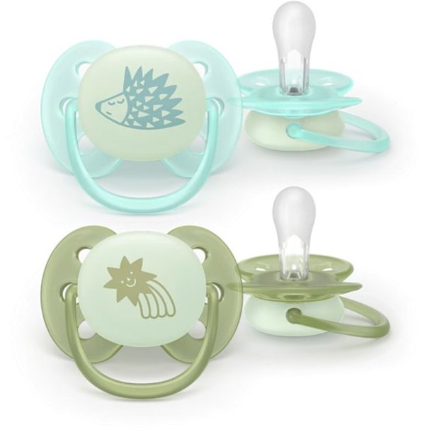 Philips Avent Ultra Soft Night Πιπίλα Σιλικόνης 0-6 Μηνών, Φωσφοριζέ, SCF094/01
