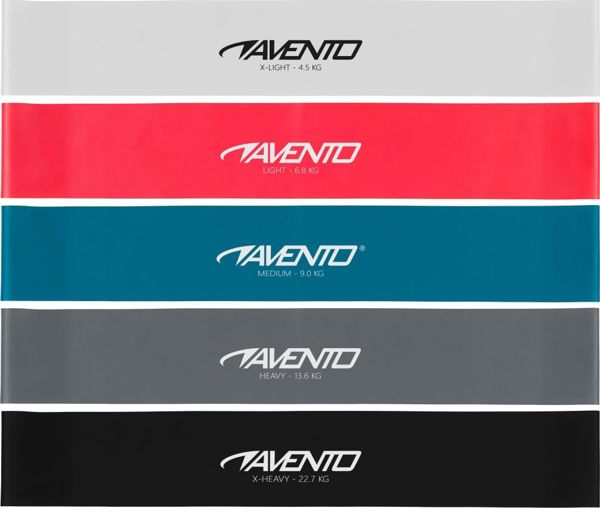 Avento Σετ Mini Bands Αντίστασης 5 Τεμαχίων - Πολύχρωμες Λάστιχα Γυμναστικής για Προπόνηση