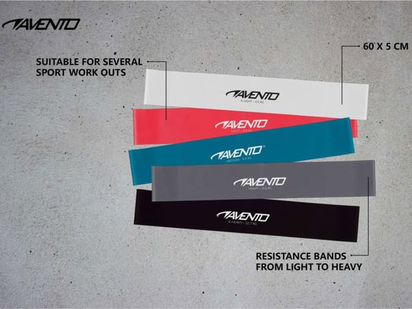 Avento Σετ Mini Bands Αντίστασης 5 Τεμαχίων - Πολύχρωμες Λάστιχα Γυμναστικής για Προπόνηση