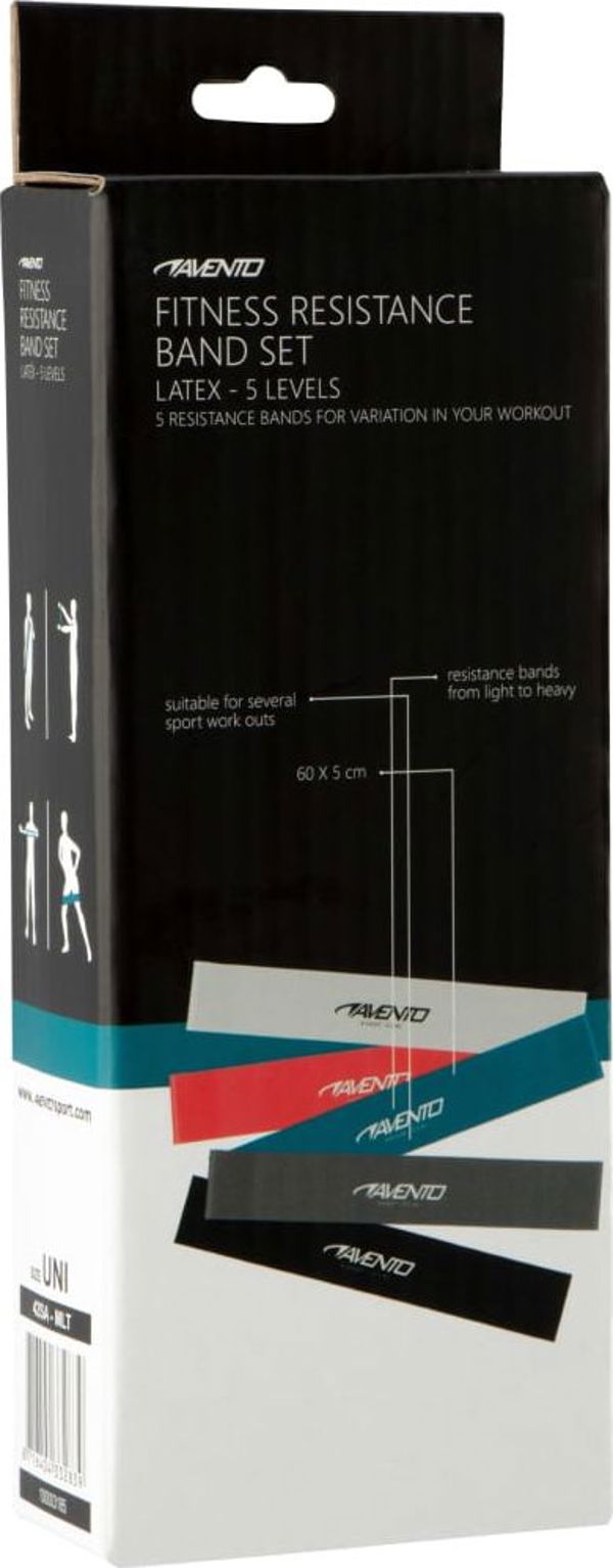 Avento Σετ Mini Bands Αντίστασης 5 Τεμαχίων - Πολύχρωμες Λάστιχα Γυμναστικής για Προπόνηση