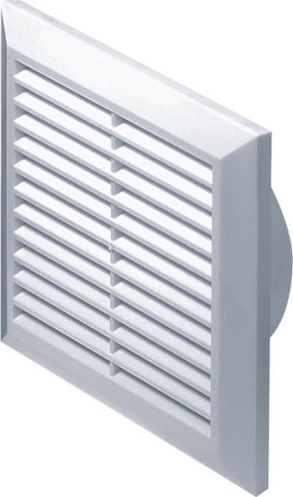 AWENTA λευκή διακοσμητική γρίλια αερισμού 165x165mm με δίχτυ και στερέωση με βύσματα T27