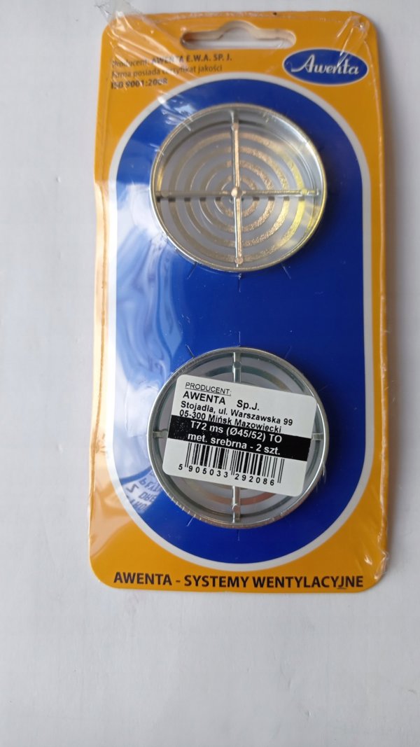 Αεραγωγός Awenta T72MS Mini-Awent Φ45/52mm Ασημί, 2 Τεμάχια