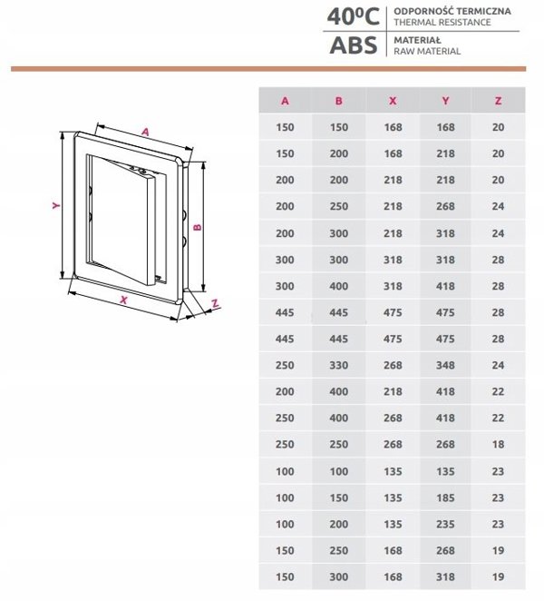Awenta Drzwiczki Rewizyjne DT22 100x100mm Plastikowe Biale