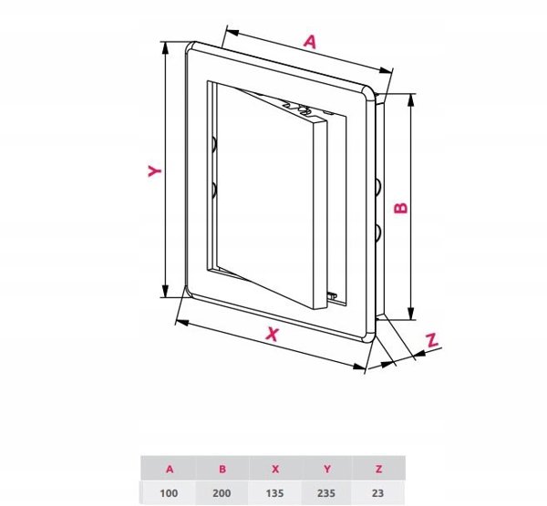 Awenta Πλαστική Θυρίδα Επίσκεψης DT24, Λευκή, 100x200mm