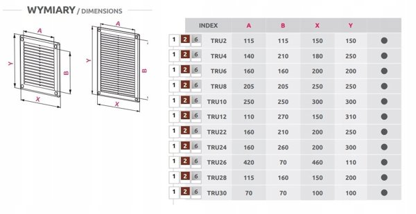 Γρίλια Εξαερισμού AWENTA TRU2BR 150x150mm, Καφέ Χρώμα