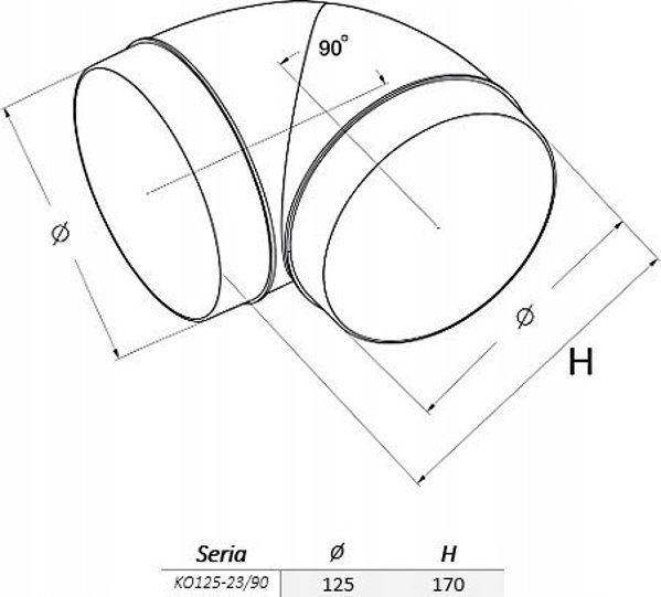AWENTA Kolano kanalu Awenta KO125-23 okragle 90 stopni fi125mm biale