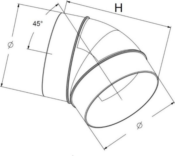 AWENTA Γωνία καναλιού KO125-23/45 στρογγυλή 45° fi125mm