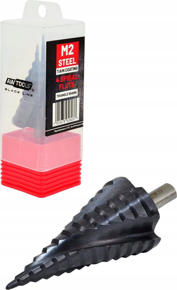 AWTOOLS WIERTLO STOPNIOWE SPIRALNE M2-TiAlN / 4-20mm /BL