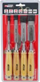 AWTools Σετ Σκαλιστήρια Ξυλουργικής με Ξύλινες Λαβές 4 Τεμάχια 6/12/18/24mm από Ατσάλι CrV