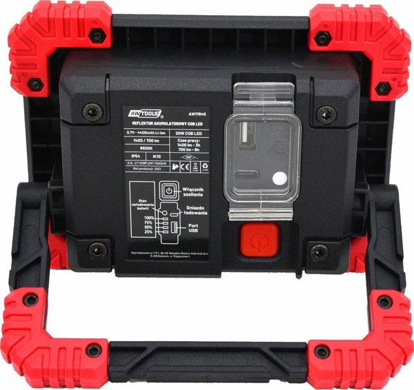 AWTools Επαναφορτιζόμενο Φωτιστικό Εργασίας COB LED 20W με Έξοδο USB και Αντοχή σε Κρούσεις