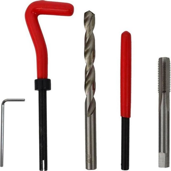 AWTools Σετ Επισκευής Σπειρωμάτων M8x1.25, 30 Τεμαχίων, Επαγγελματικό Εργαλείο Επισκευής με Τρυπάνι και Οδηγό