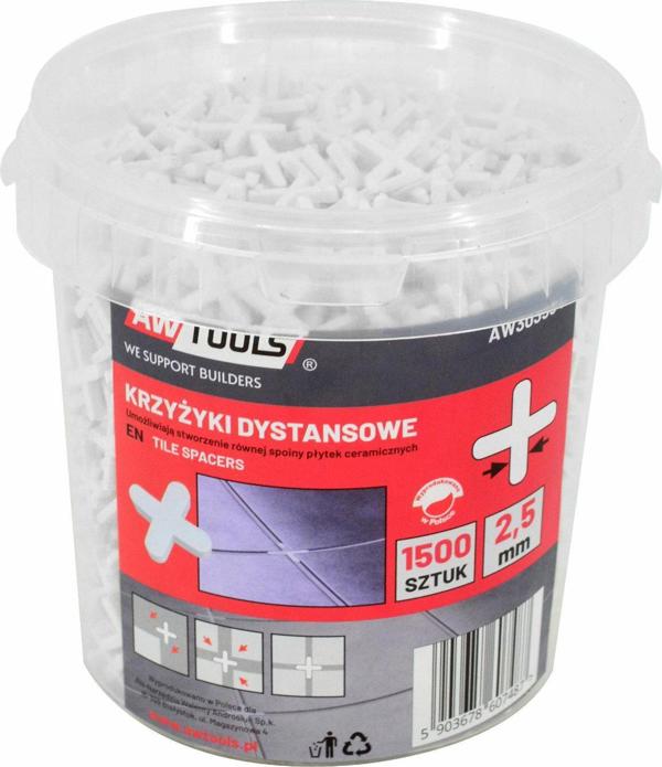 AWTools AWTOOLS Σταυροί αποστάτες 2,5mm / 1500τμχ κουβάς AW303554