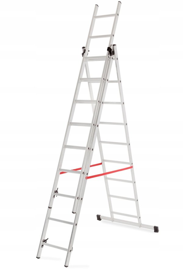 AWTOOLS DRABINA ALUMINIOWA BASIC 3x10 STOPNI 150kg