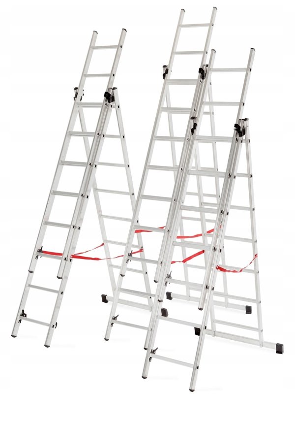 AWTOOLS DRABINA ALUMINIOWA BASIC 3x10 STOPNI 150kg