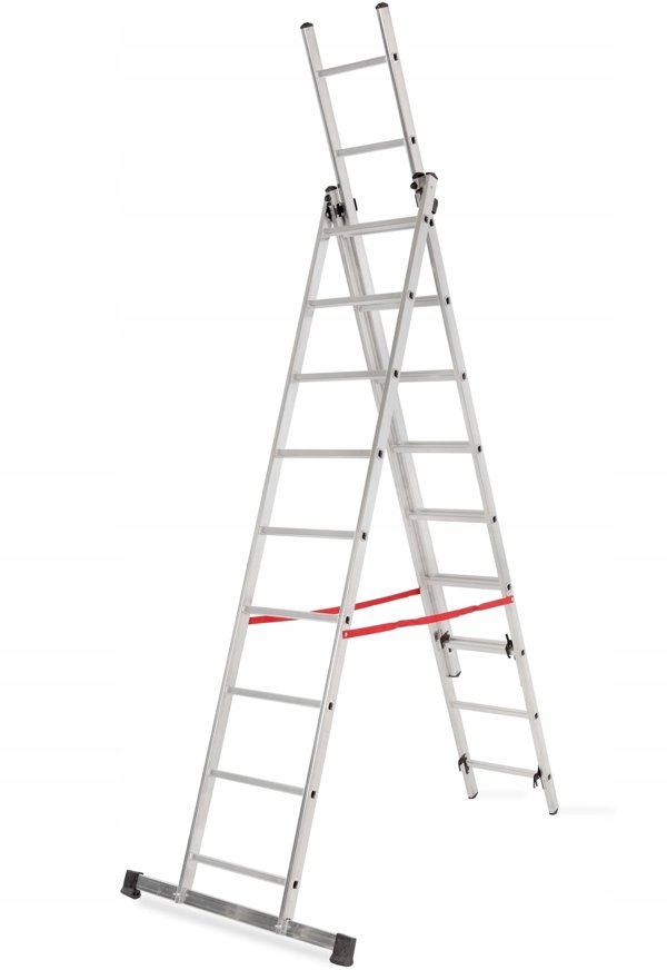 AWTOOLS DRABINA ALUMINIOWA BASIC 3x10 STOPNI 150kg