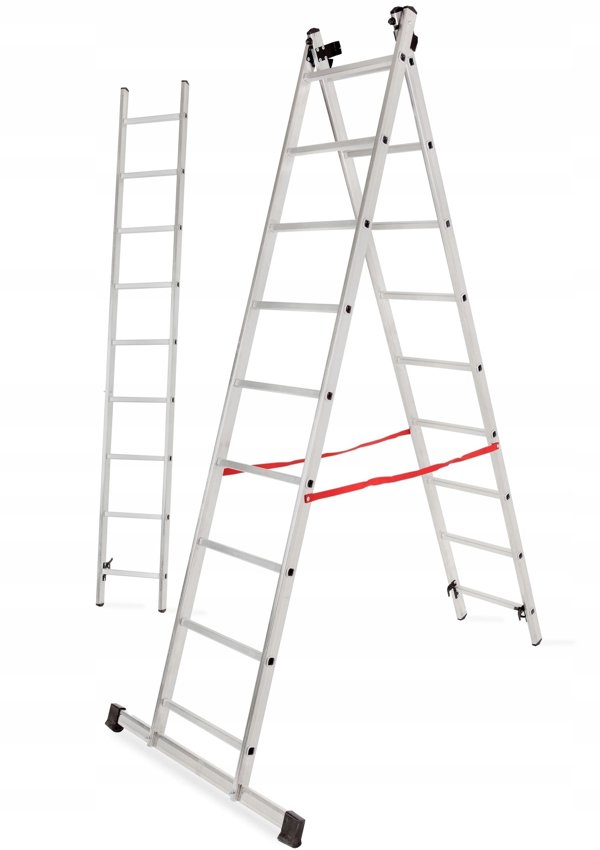 AWTOOLS DRABINA ALUMINIOWA BASIC 3x10 STOPNI 150kg