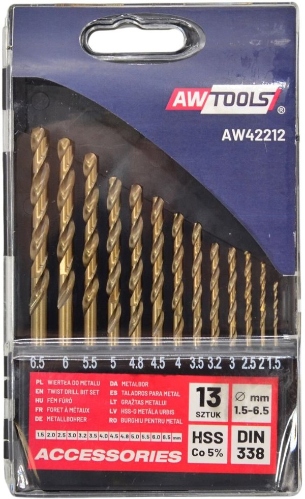 Σετ 13 τρυπάνια μετάλλου AWTOOLS κοβαλτίου 1,5-6,5mm