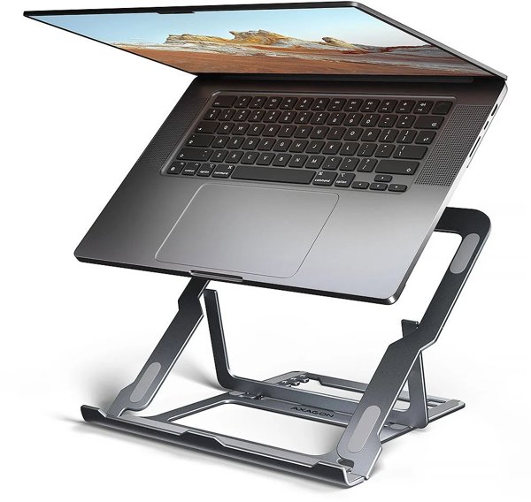 Axagon STND-LAG Ρυθμιζόμενο Αναδιπλούμενο Σταντ Laptop Αλουμινίου Γκρι