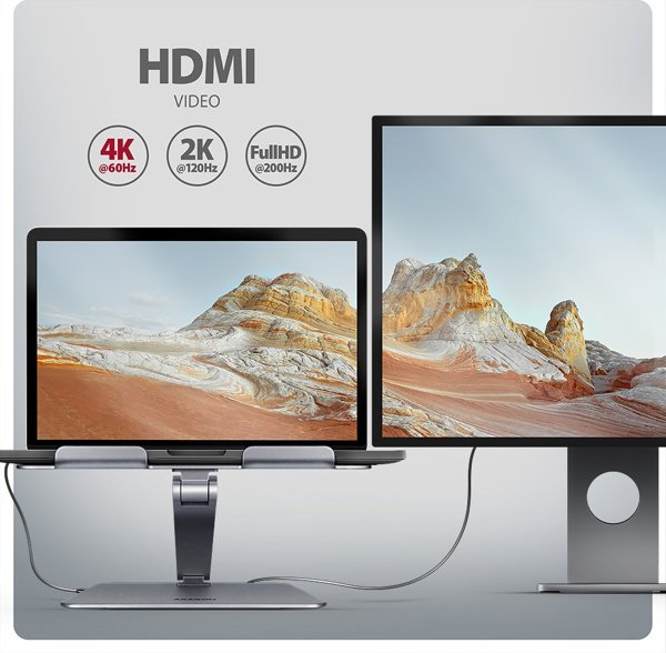 Axagon HMC-STND Βάση για Laptop 10" - 16" με USB-C Hub, Αλουμινίου