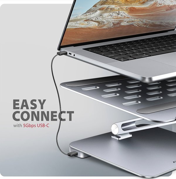 Axagon HMC-STND Βάση για Laptop 10" - 16" με USB-C Hub, Αλουμινίου