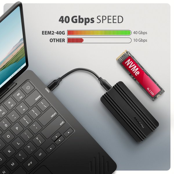 Axagon EEM2-40G Εξωτερική Θήκη για M.2 NVMe SSD, USB-C 40 Gbps, Αλουμίνιο