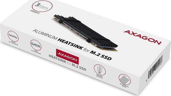 Axagon CLR-M2L3 Παθητική Ψύκτρα για M.2 SSD, Αλουμινένιο Ψυγείο για Δίσκους 22x80mm, Με Θερμικά Επιθέματα