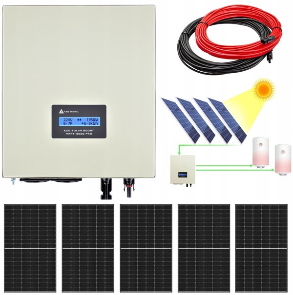 AZO Digital Zestaw do grzania wody w bojlerach 5xPV Mono 2000 ECO Solar Boost PRO