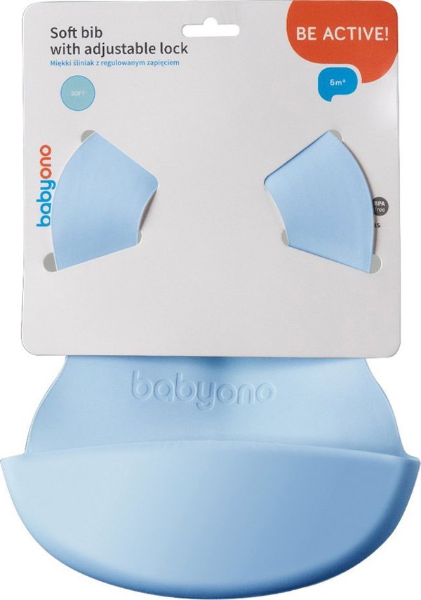 BabyOno Σαλιάρα Μαλακή με Τσέπη και Ρυθμιζόμενο Κούμπωμα, 835/05, Γαλάζιο