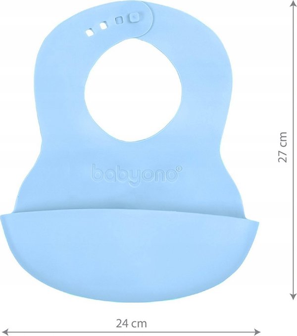 BabyOno Σαλιάρα Μαλακή με Τσέπη και Ρυθμιζόμενο Κούμπωμα, 835/05, Γαλάζιο