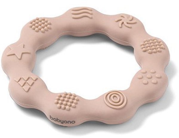 Οδοντογλυφίδα BabyOno 825/04 δαχτυλίδι από σιλικόνη, μπεζ