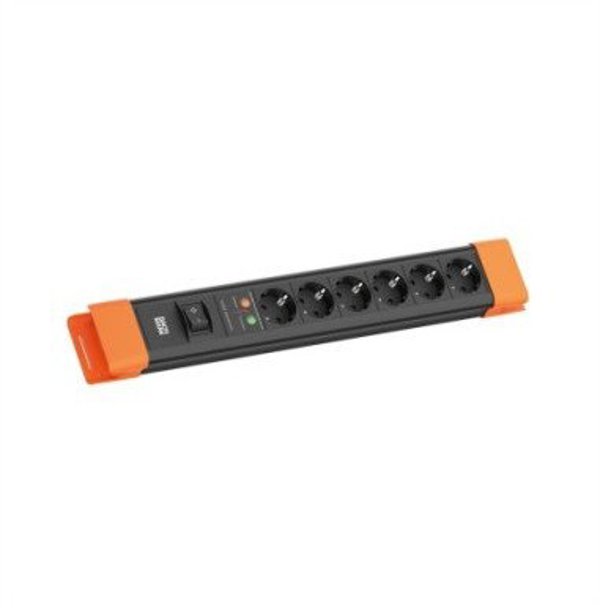 BACHMANN CONNECTUS 6xCEE7/3, 1xSPD 1xswitch 2.0m CEE7/7 Sw/Or
