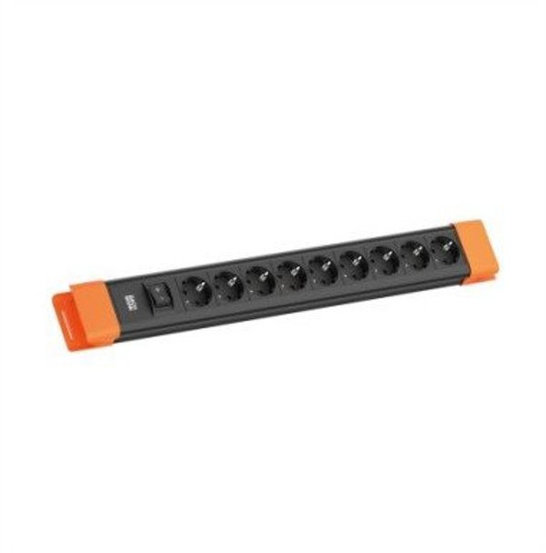 BACHMANN CONNECTUS 9xCEE7/3, 1xswitch 2.0m CEE7/7 μαύρο/πορτοκαλί