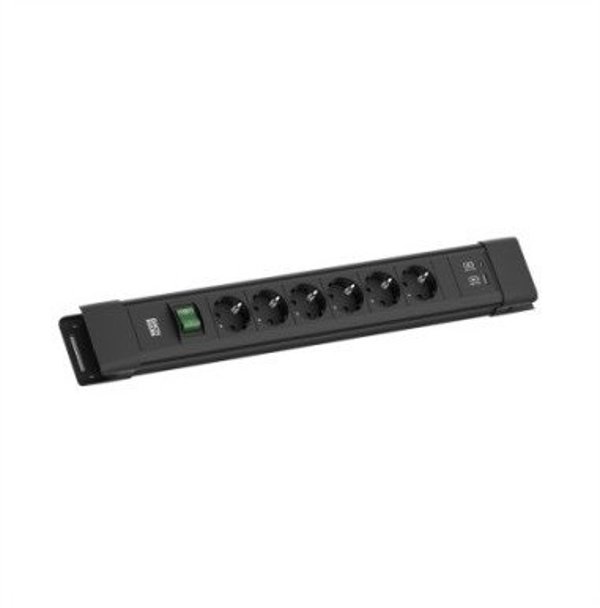BACHMANN CONNECTUS 6xCEE7/3, 1xswitch 1xUSB A/C 22W 2.0m CEE7/7 Czarny