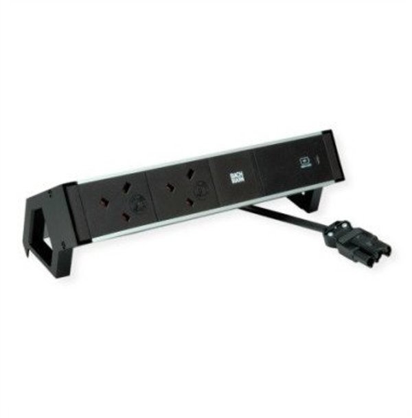 BACHMANN DESK2 ALU BLACK 2xUK, 1xUSBC 60W 0.2m GST18 Wielka Brytania