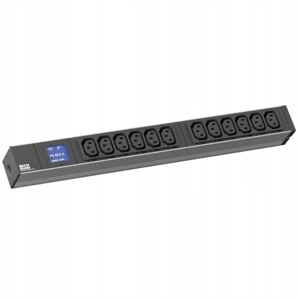 BACHMANN BN0500 19 PDU 1U 12x C13 pomiar mocy, wtyczka z uziemieniem