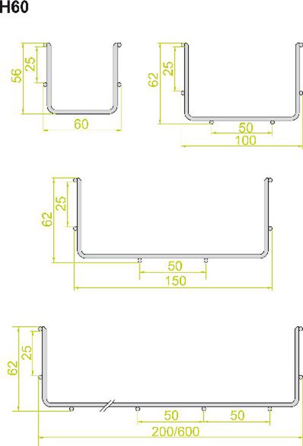 Baks Korytko siatkowe zgrzewane z drutu galwanicznego 100x60mm KSG100H60/3 3m (960220)