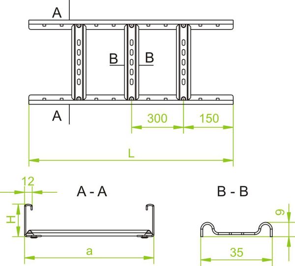 Baks Drabinka kablowa DKD400H60/3N - (465140)
