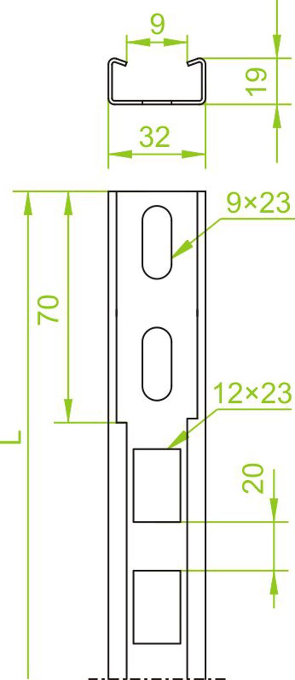 Baks Prowadnica sufitowa 32 x 18mm 3m PSW/3 (740513)