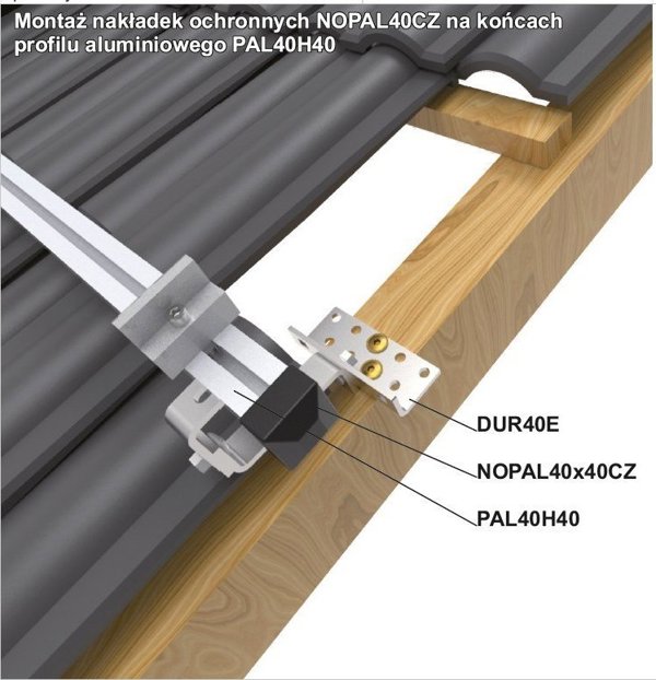 Baks Nakladka ochronna profilu aluminiowego srebrny RAL9006 NOPAL40x40SR 890401