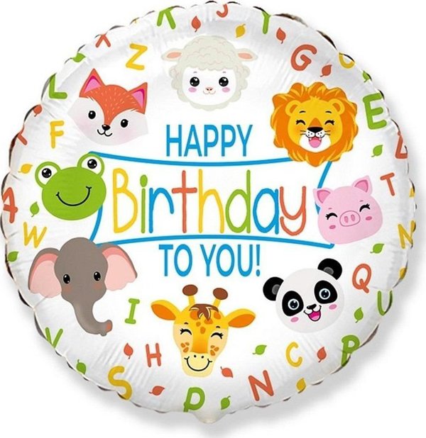 Μπαλόνι foil Happy Birthday ζωάκια 48cm