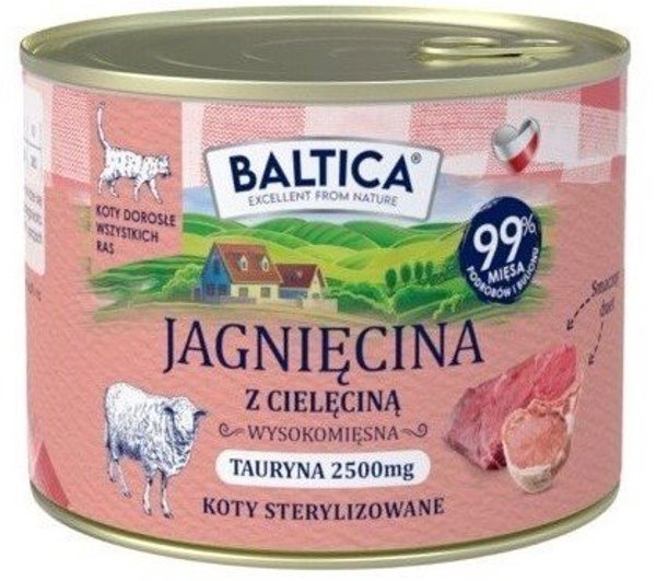 BALTICA SMAKI REGIONOW Κονσέρβα για Ενήλικες Γάτες με Αρνίσιο και Τελαγρινό Κρέας 185g