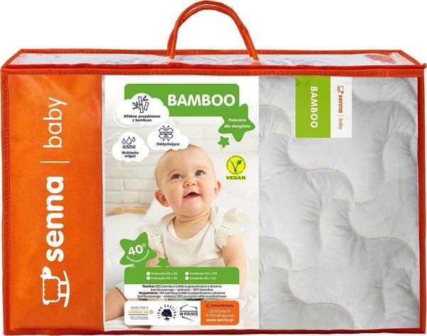 Senna Baby Βρεφικό Σετ Κρεβατοκάμαρας Bamboo, Αντιαλλεργικό, Λευκό, 100x135+40x60cm