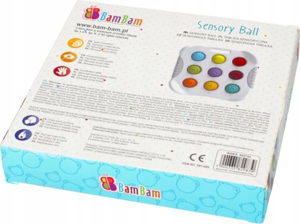 Bam Bam Πίνακας Αισθητηριακής Αντίληψης Sensory Board, 9 Μαλακά Ημισφαίρια, Πολύχρωμο